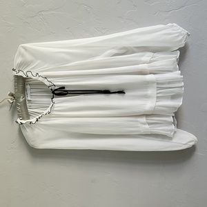 White Crepe Blouse with Black trim S
